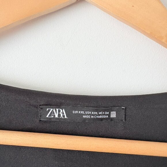 Zara Fringed Sequin Mini Shift Dress Long Sleeve Black Silver Size XXL - Picture 9 of 11